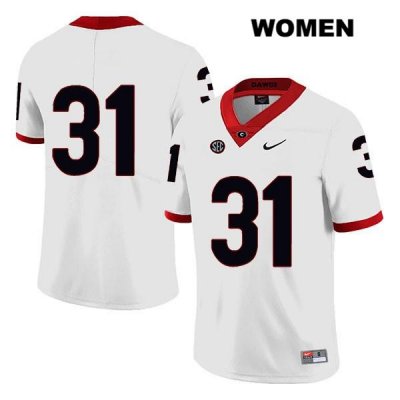 Women's Georgia Bulldogs NCAA #31 William Poole Nike Stitched White Legend Authentic No Name College Football Jersey VXY7154KF